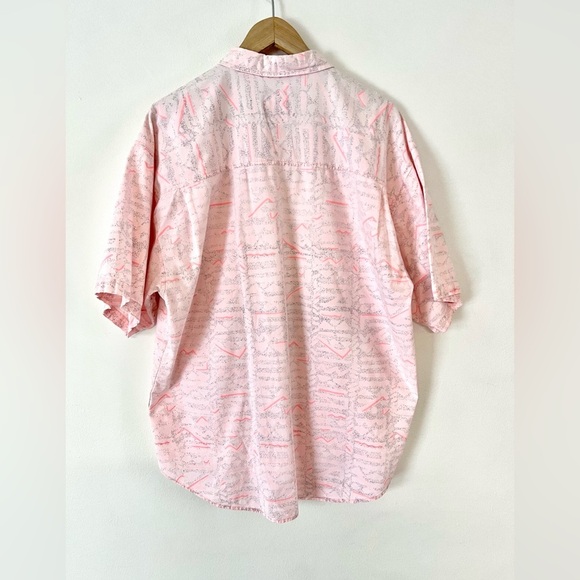 Permit Vintage Pink 80s Print Button-Up Collared Cotton Short Sleeve Shirt XL - Picture 8 of 9